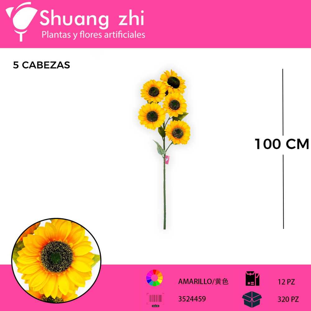 VARA GIRASOL 5 CABEZAS 100CM