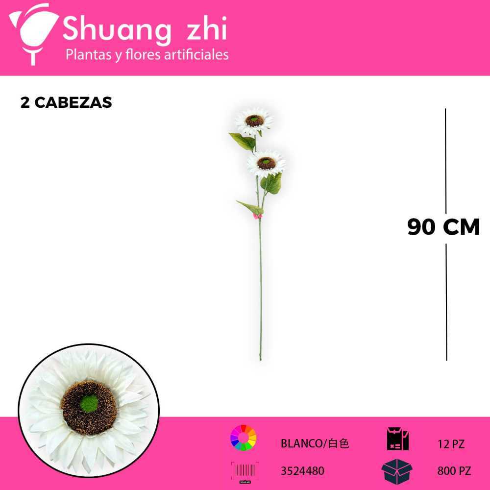 VARA DE GIRASOL BLANCO 2 CABEZAS 90CM