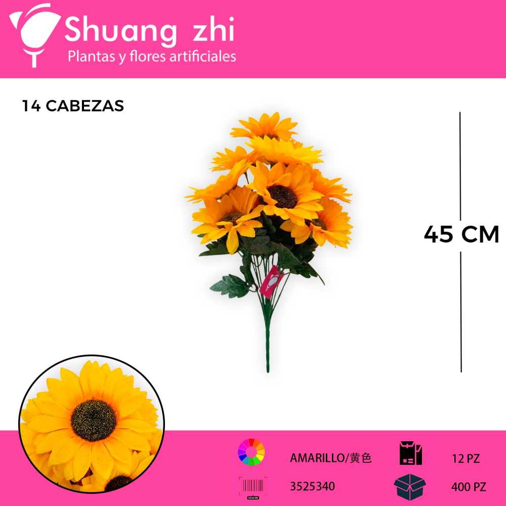 RAMO GIRASOL 14 CABEZAS 45 CM