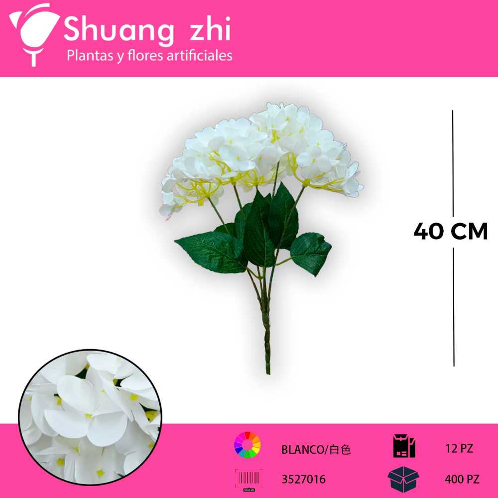 RAMO ORTENSIA NATURAL TOUCH 5 VARAS BLANCO