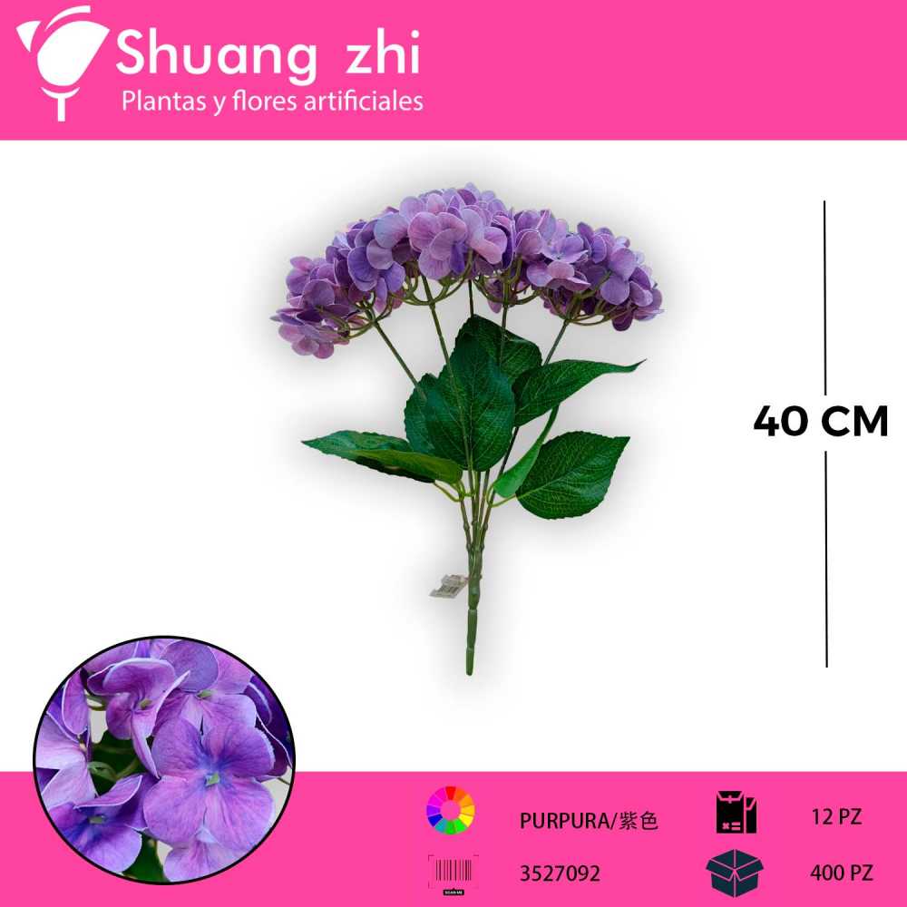 RAMO ORTENSIA NATURAL TOUCH 5 VARAS MORADO
