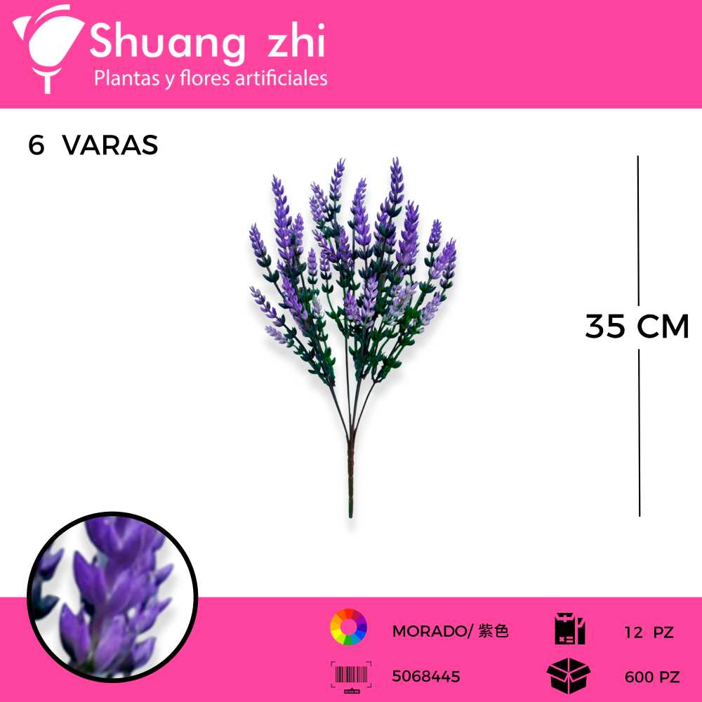 FOLLAJE DE ESPIGA MORADO 6 VARAS 35CM