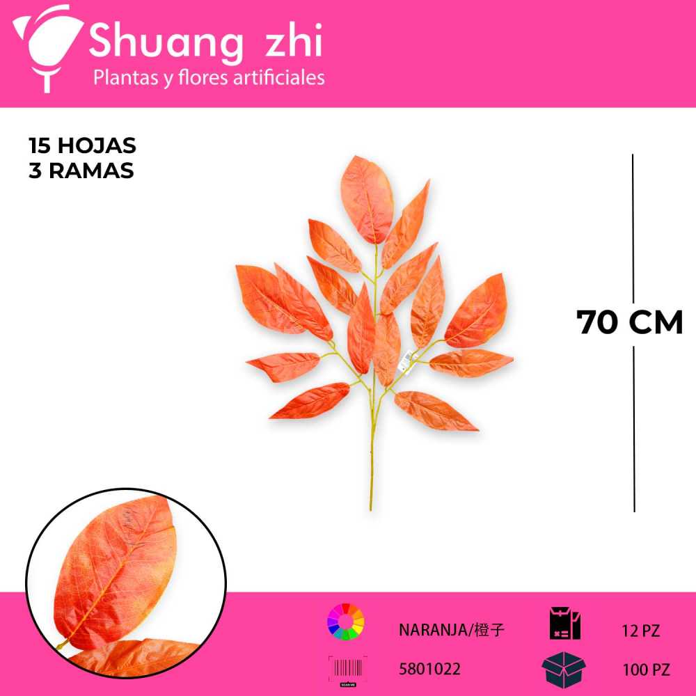 HOJA MANGO ROJO 3 VARAS PACK 12 PCS