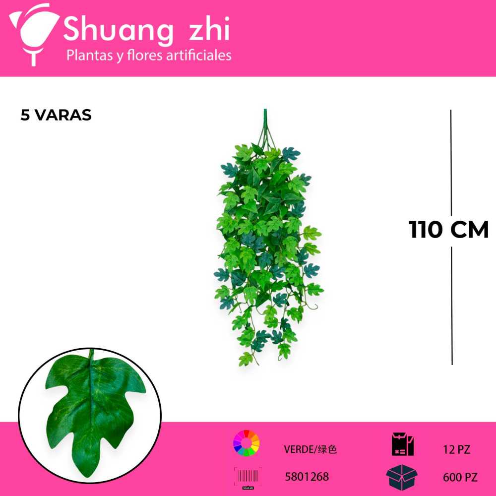 COLGANTE HOJA MONSTERA 5 VARAS
