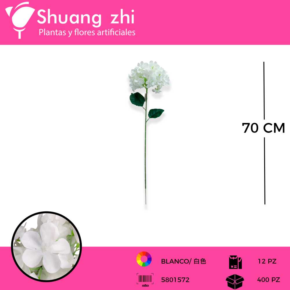 VARA HORTENSIA COLOR BLANCO 70 CM