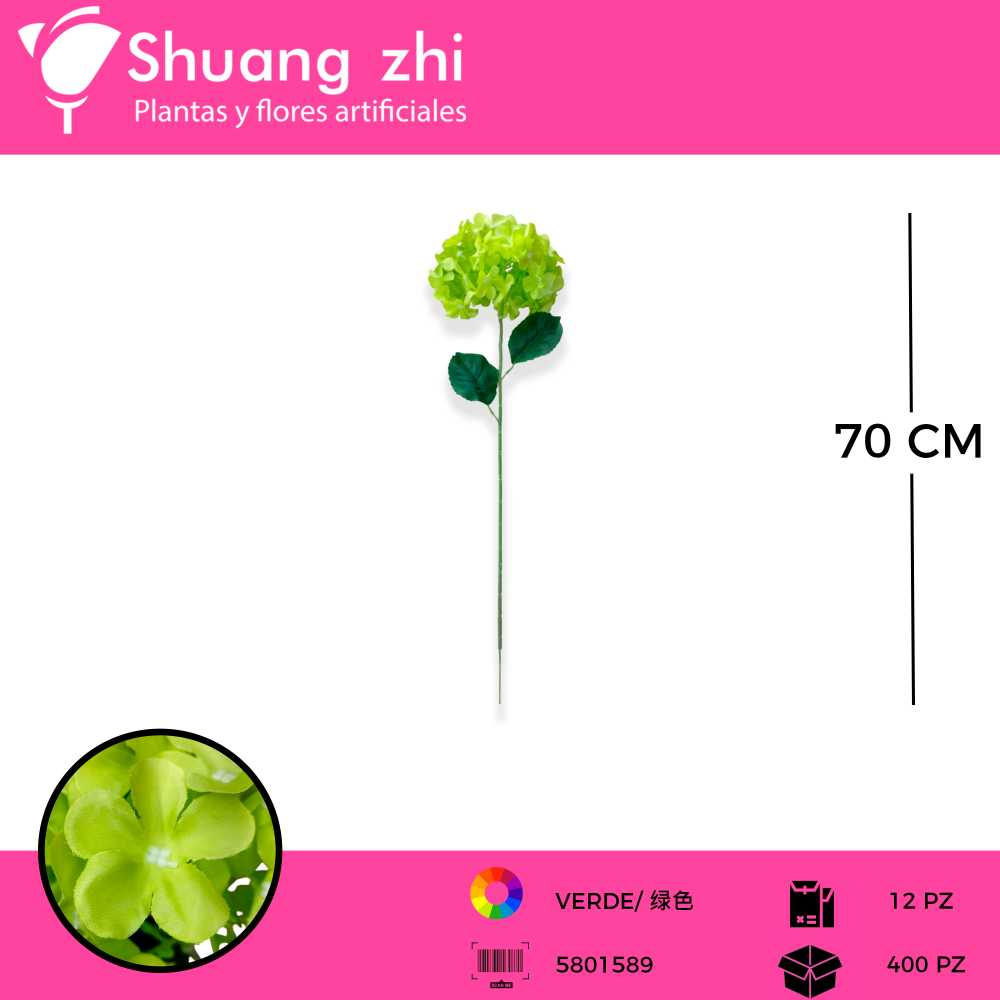 VARA HORTENSIA COLOR VERDE 70 CM