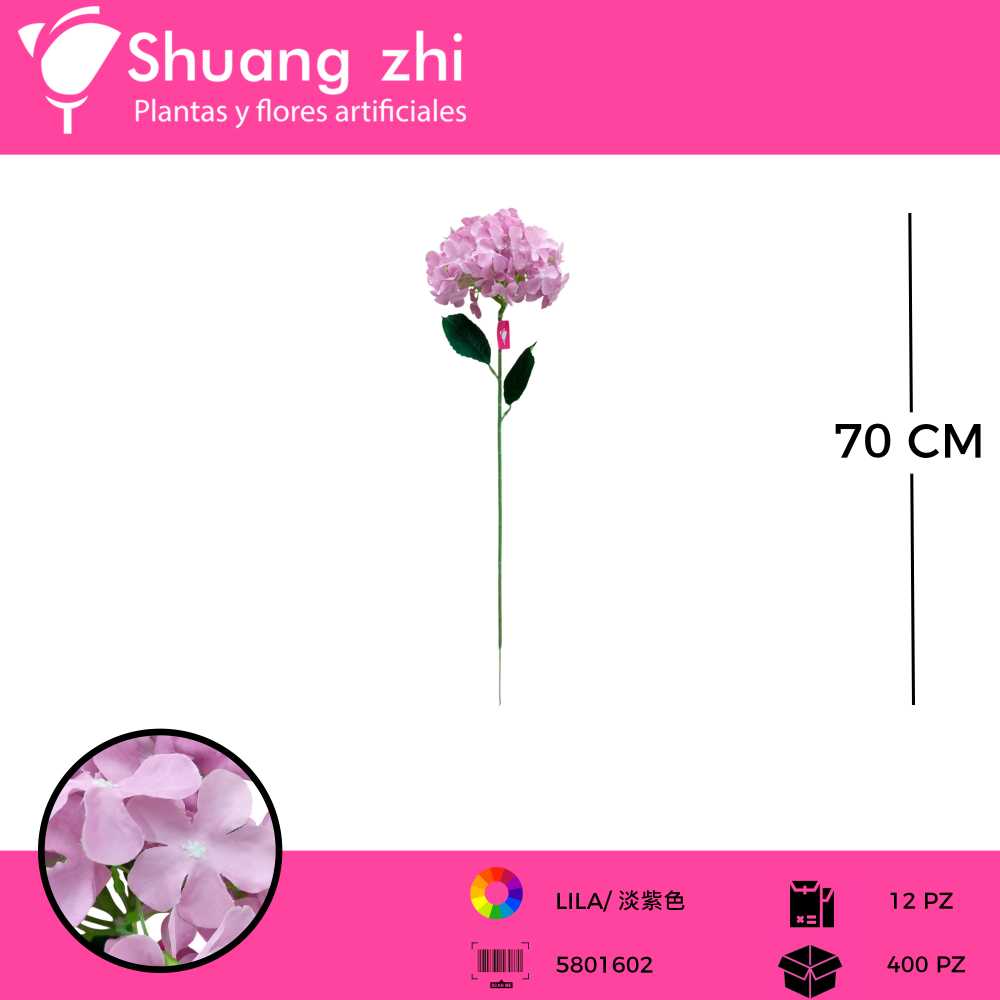 VARA HORTENSIA COLOR LILA 70 CM