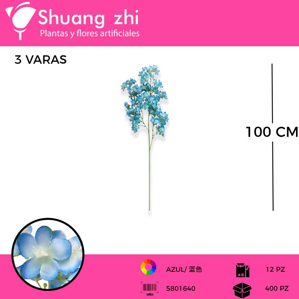 VARA CEREZO COLOR AZUL 3 VARAS 100 CM