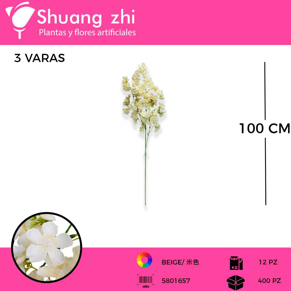 VARA CEREZO COLOR BEIGE 3 VARAS 100 CM