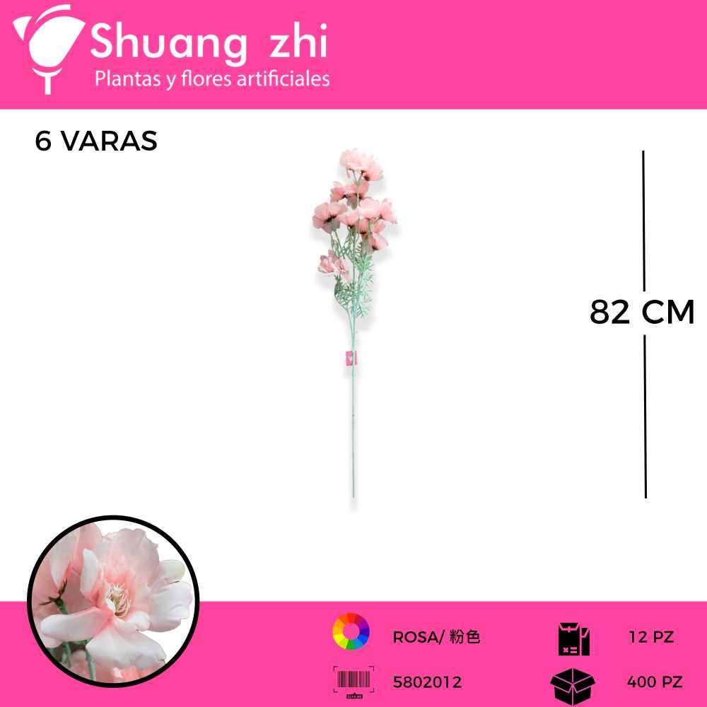 VARA COSMOS COLOR ROSA 6 VARAS 82 CM
