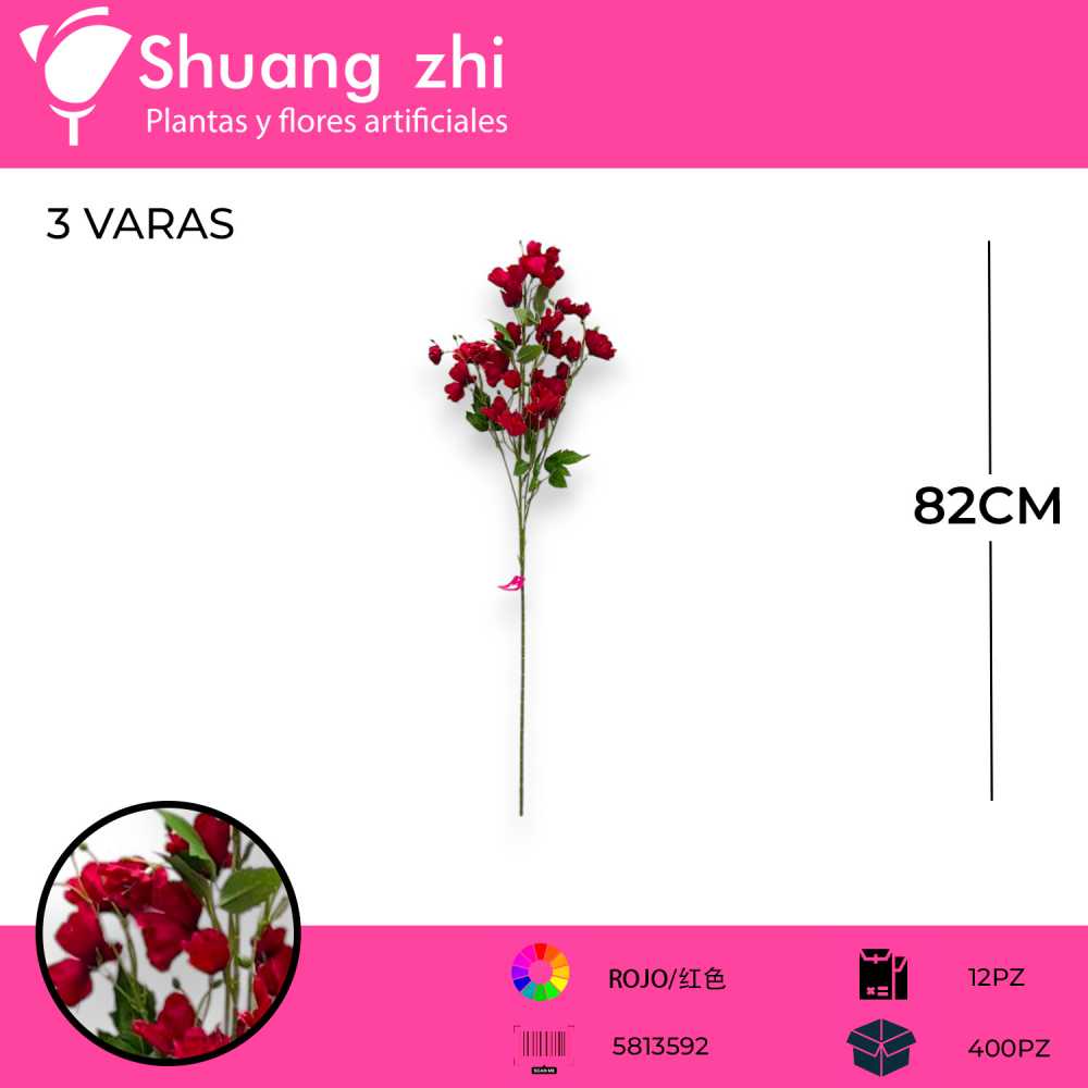 VARA FLOR 82CM ROJO