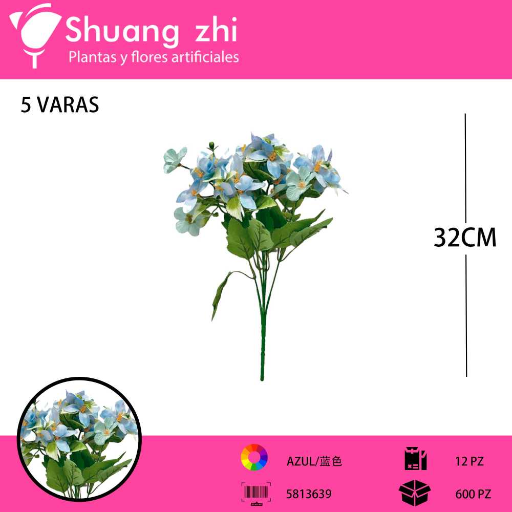 FLOR MINI 5 VARAS 32CM AZUL