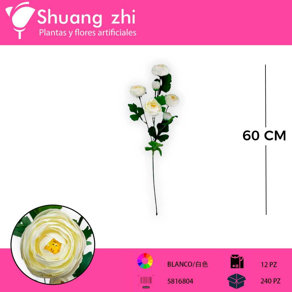 VARA PEONIA BLANCO 60 CM