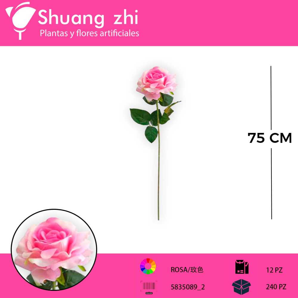 FLOR LARGO ROSA ROSA 75CM