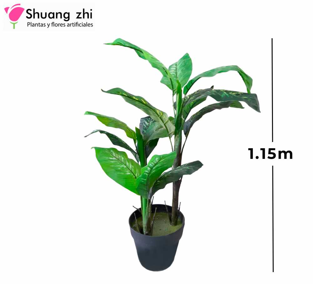 PLANTA 3 PALOS 1.15M 14 HOJAS CON MACETA