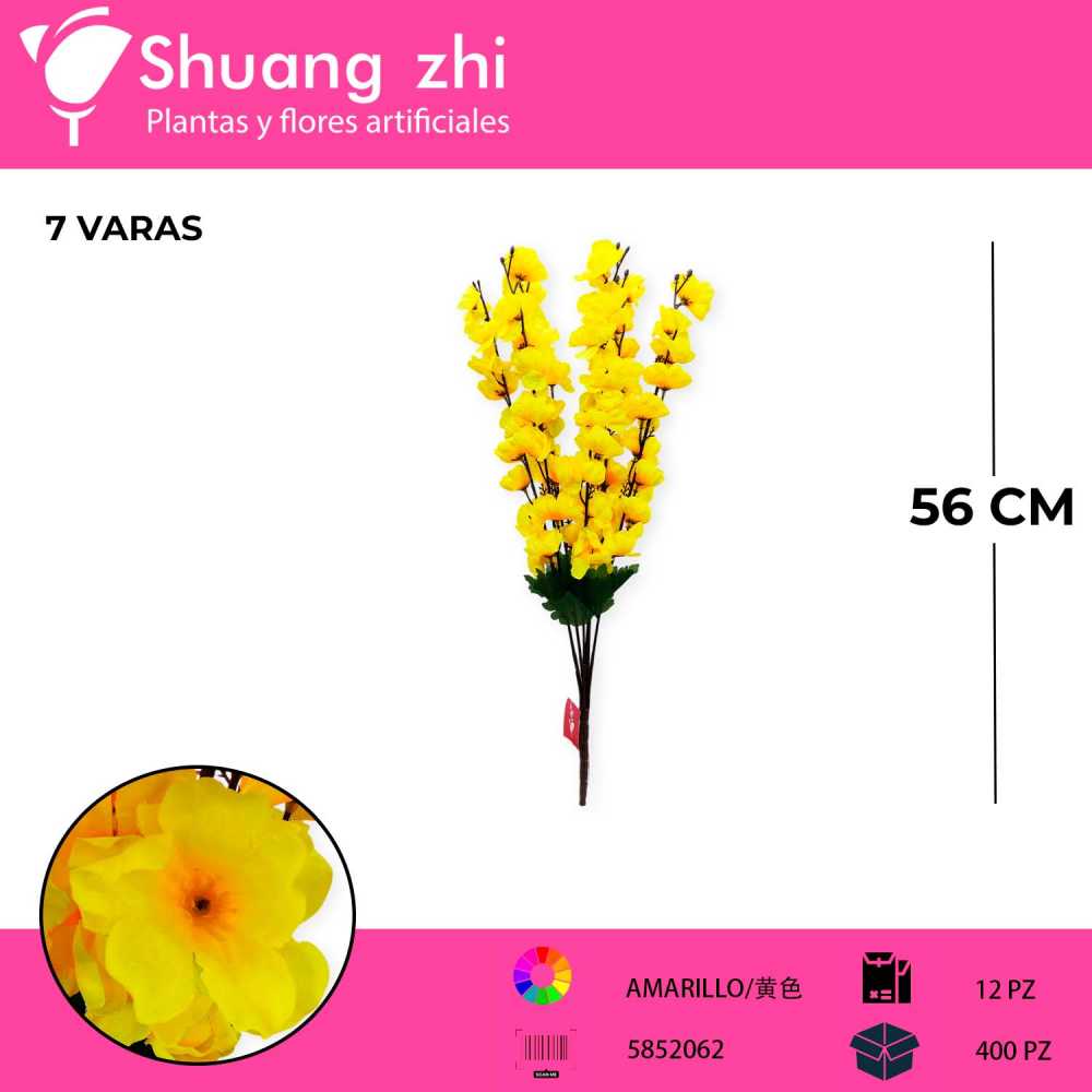 RAMO DE DURAZNO AMARILLO 7 VARAS 56CM