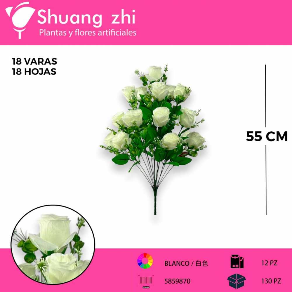 FLOR GRANDE 18 VARAS BLANCO 55CM