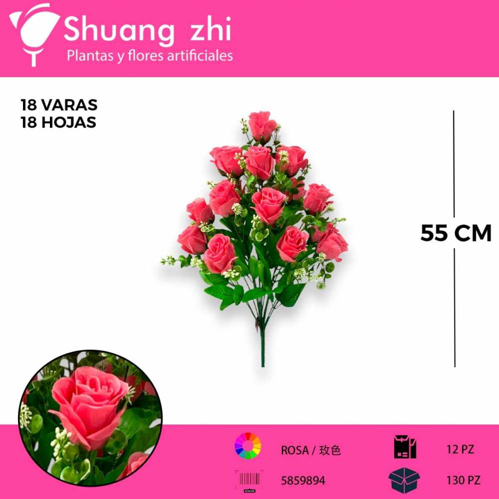FLOR GRANDE 18 VARAS ROSA 55CM