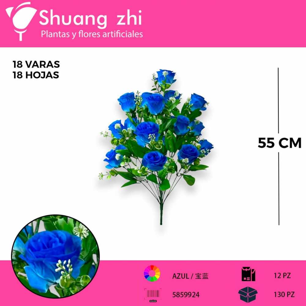FLOR GRANDE 18 VARAS AZUL 55CM