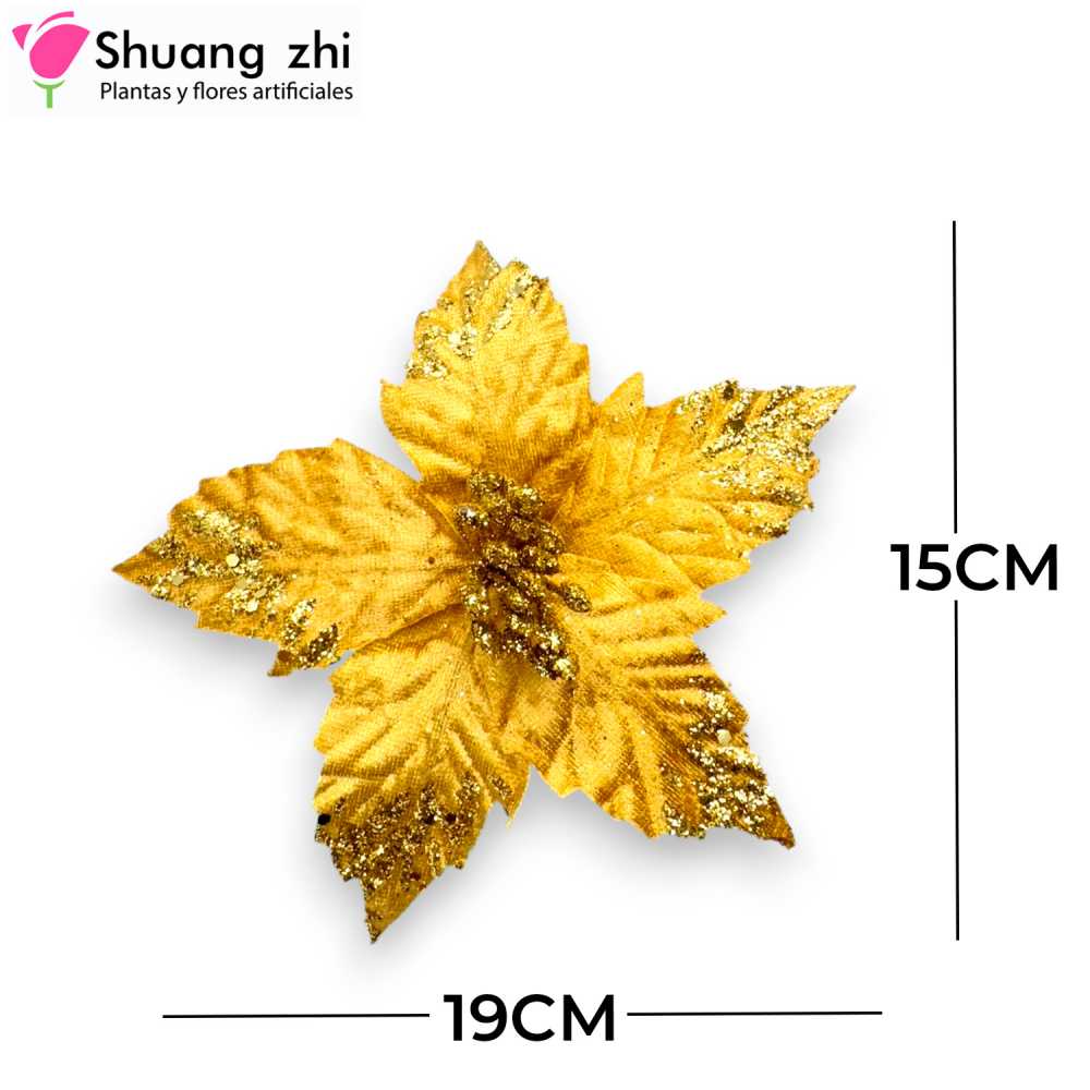 FLOR NAVIDAD ORO 15CM