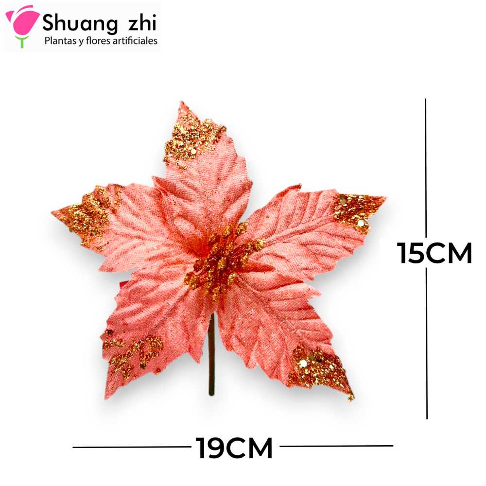 FLOR NAVIDAD ROSA 15CM
