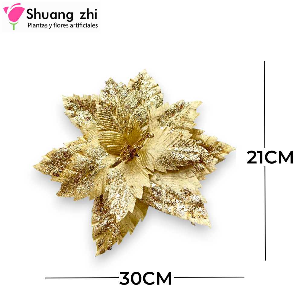 FLOR NAVIDAD ORO 21CM