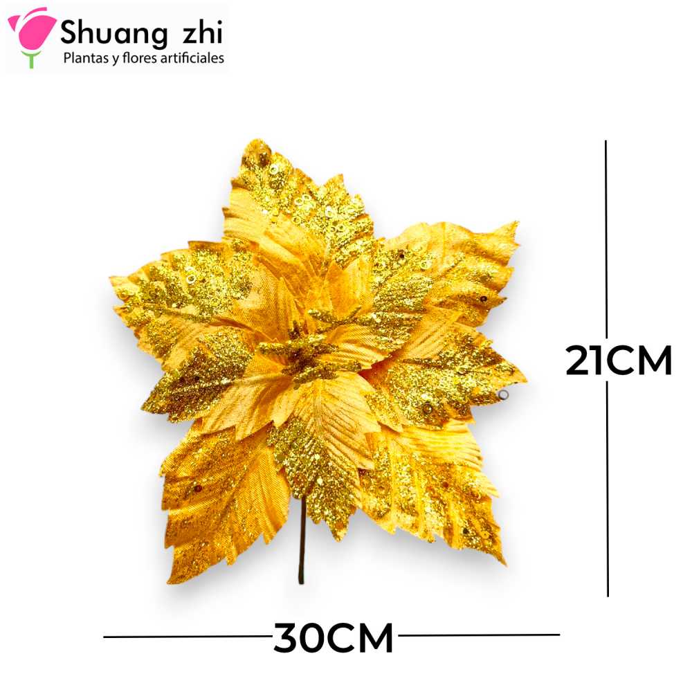 FLOR NAVIDAD ORO 21CM