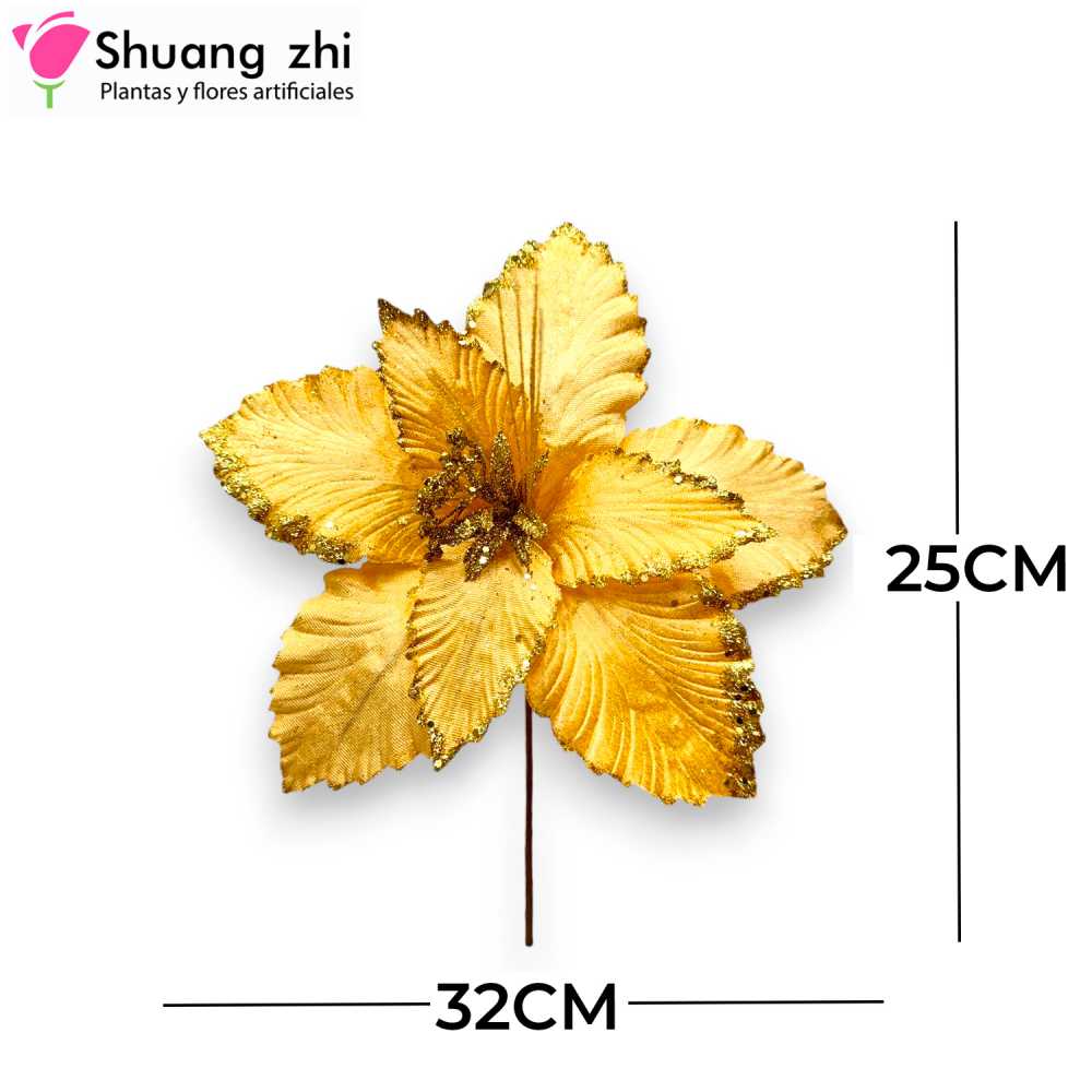 FLOR NAVIDAD ORO 25CM