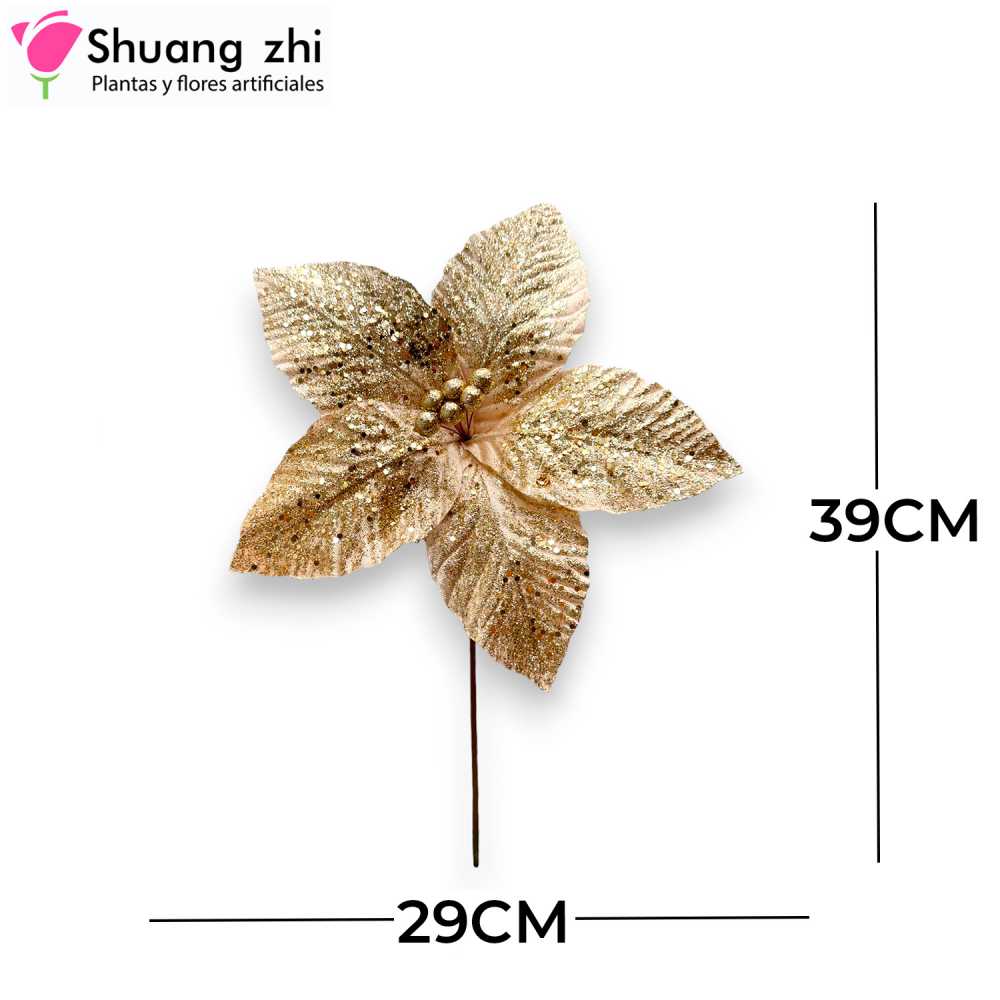 FLOR NAVIDAD ORO 39CM