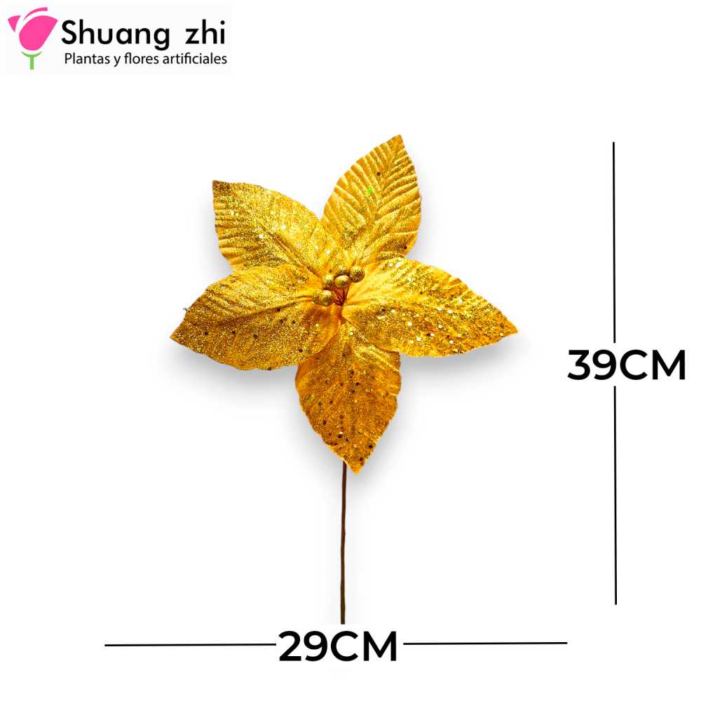 FLOR NAVIDAD ORO 39CM