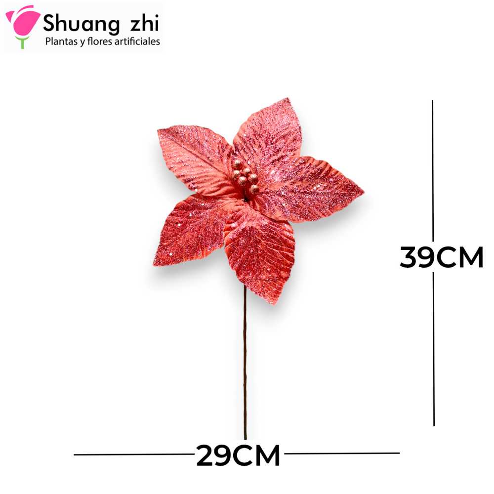 FLOR NAVIDAD ROSA 39CM