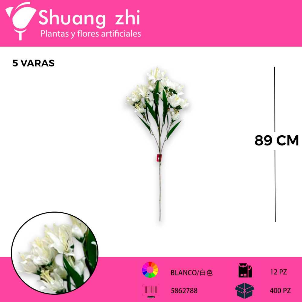 VARA FLOR LILI BLANCO 89CM