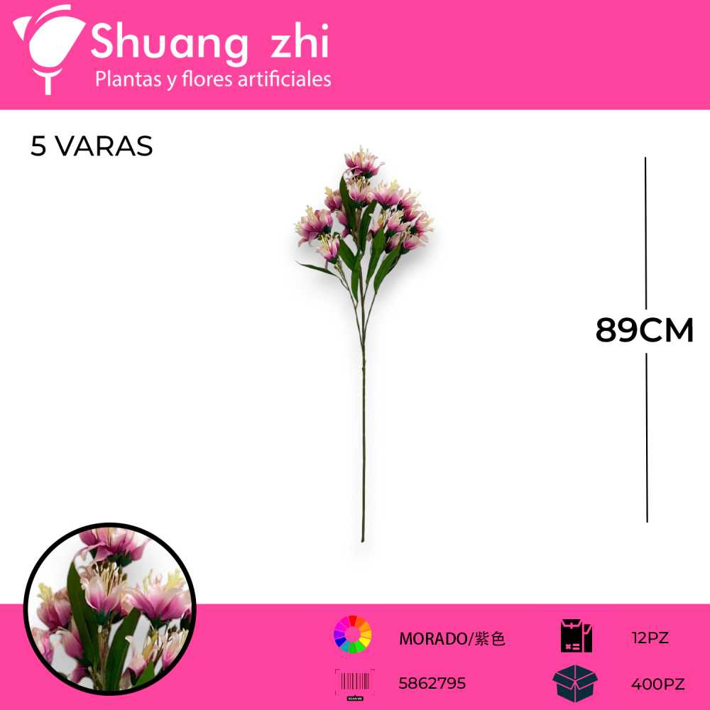 VARA FLOR LILI MORADO 89CM
