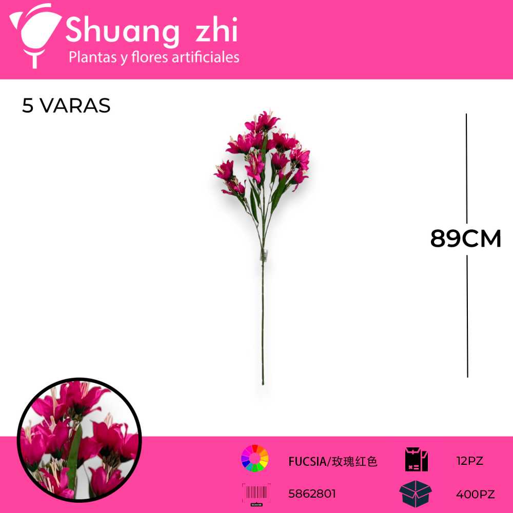 VARA FLOR LILI FUCSIA 89CM