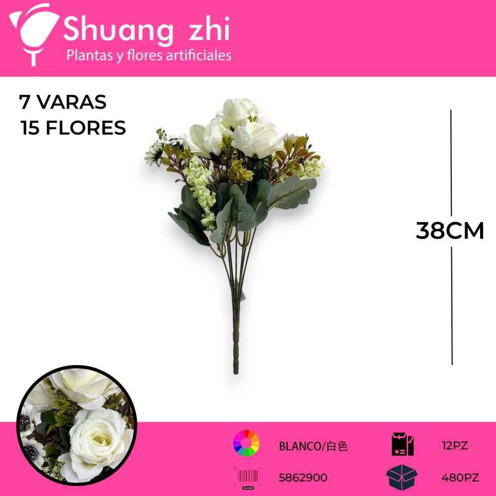 FLOR GRANDE BLANCO 38CM