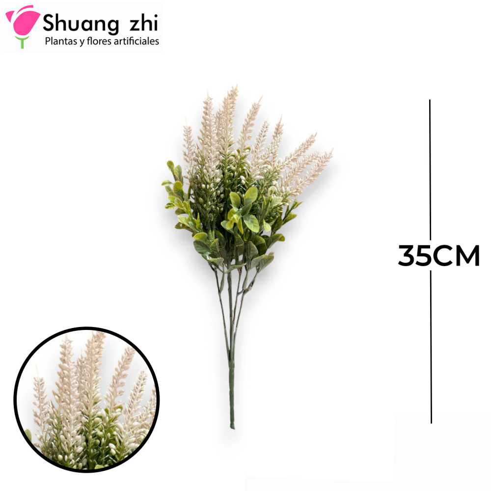 FOLLAJE MINI LAVANDA 5 VARAS BLANCO
