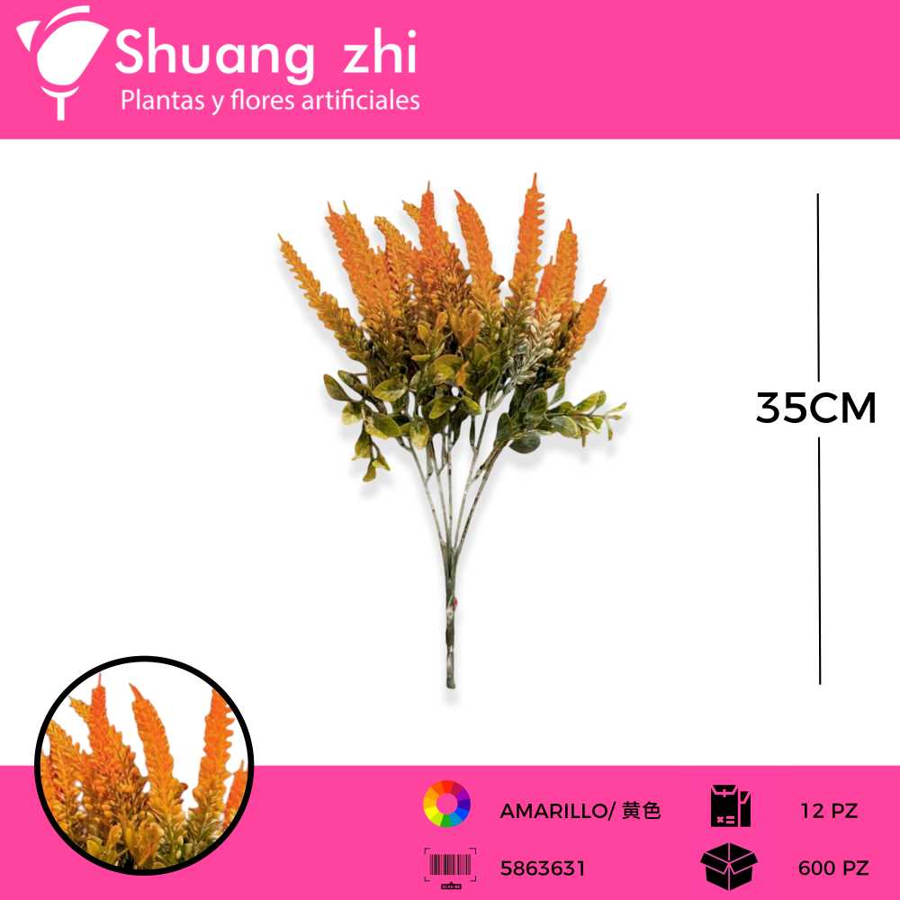 FOLLAJE MINI LAVANDA 5 VARAS NARANJA