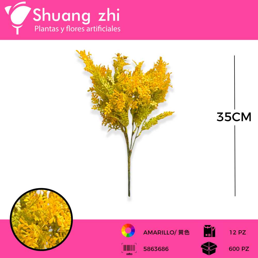 FOLLAJE MINI 5 VARAS AMARILLO