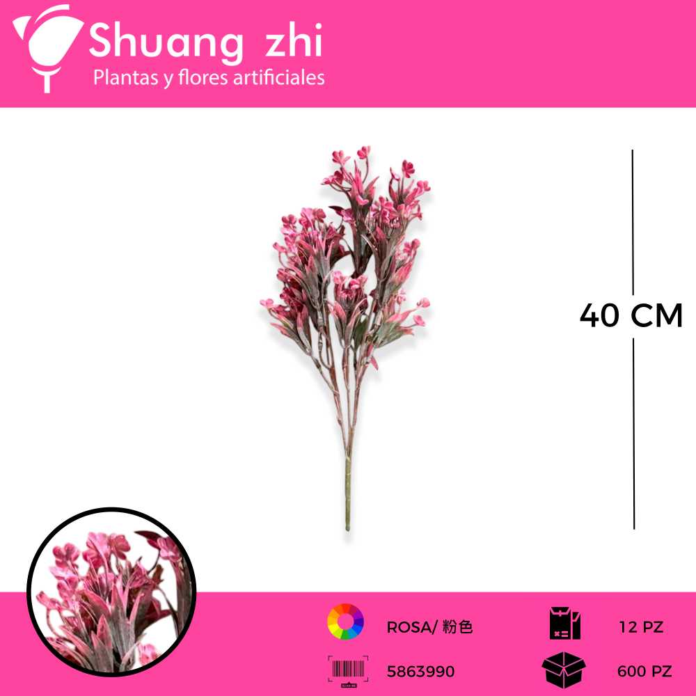 FOLLAJE ROSA 5 VARAS 40CM