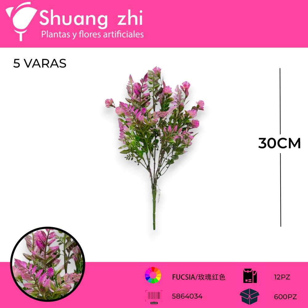 FOLLAJE FUCSIA 30CM