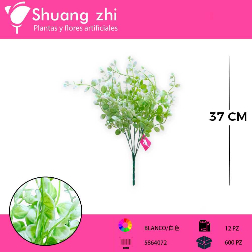FOLLAJE 5 VARAS BLANCO 37 CM