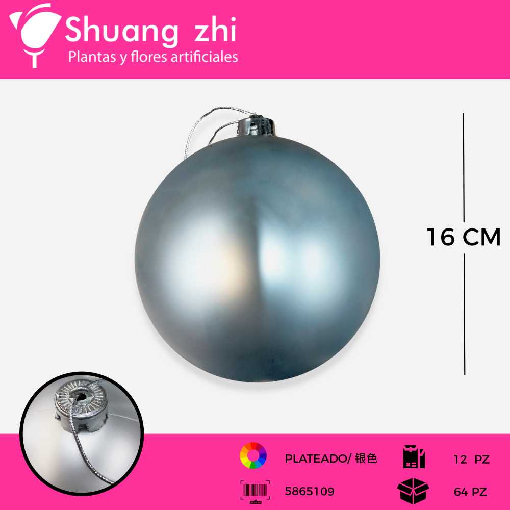 BOLA DE NAVIDAD 15CM MATE PLATA