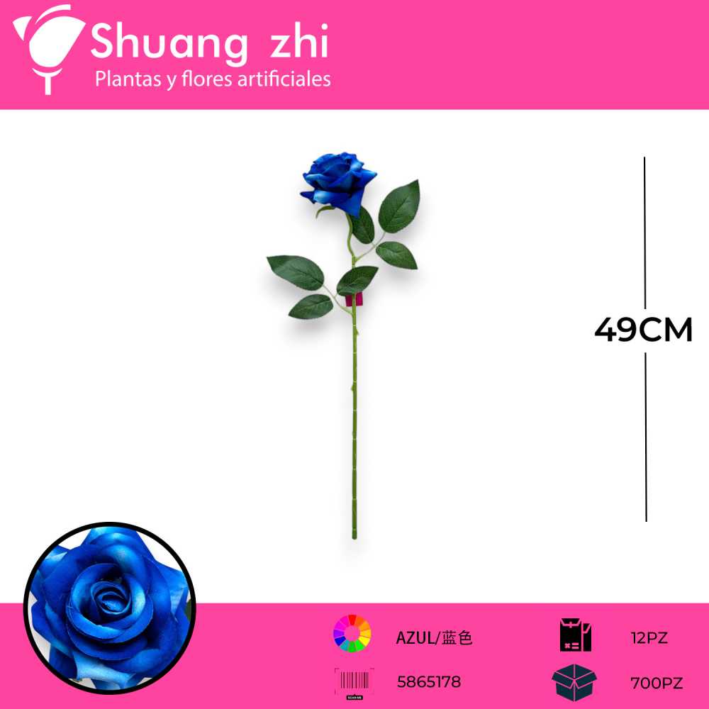 VARA FLOR ROSA AZUL 49CM