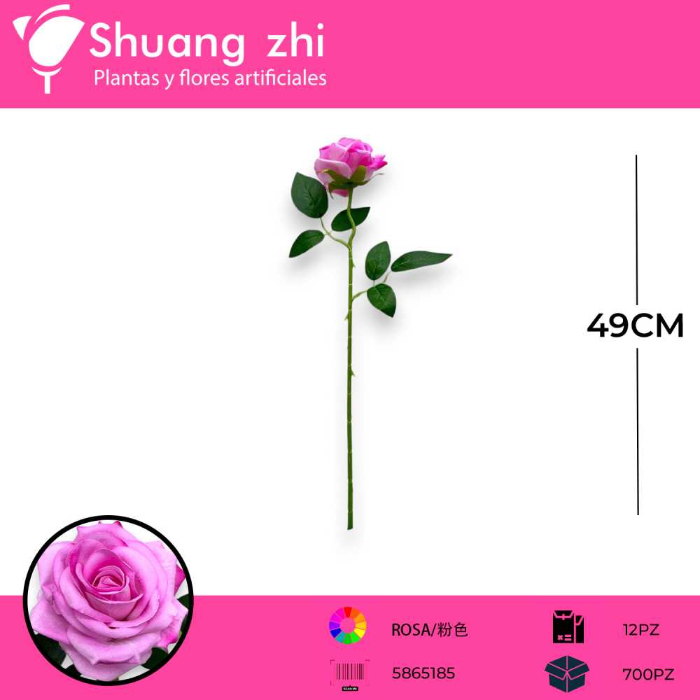 VARA FLOR ROSA ROSA 49CM