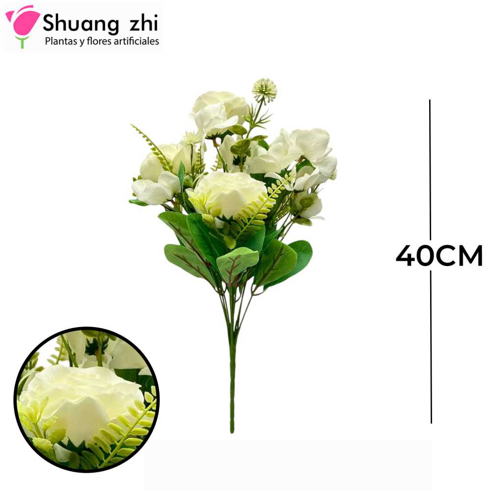 RAMO FLOR BLANCO 10 VARAS 40CM