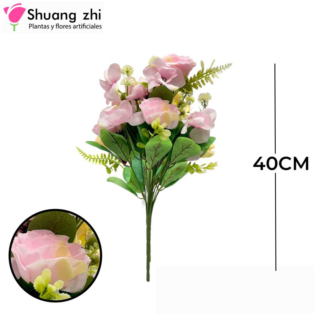 RAMO FLOR ROSA PALO 10 VARAS 40CM