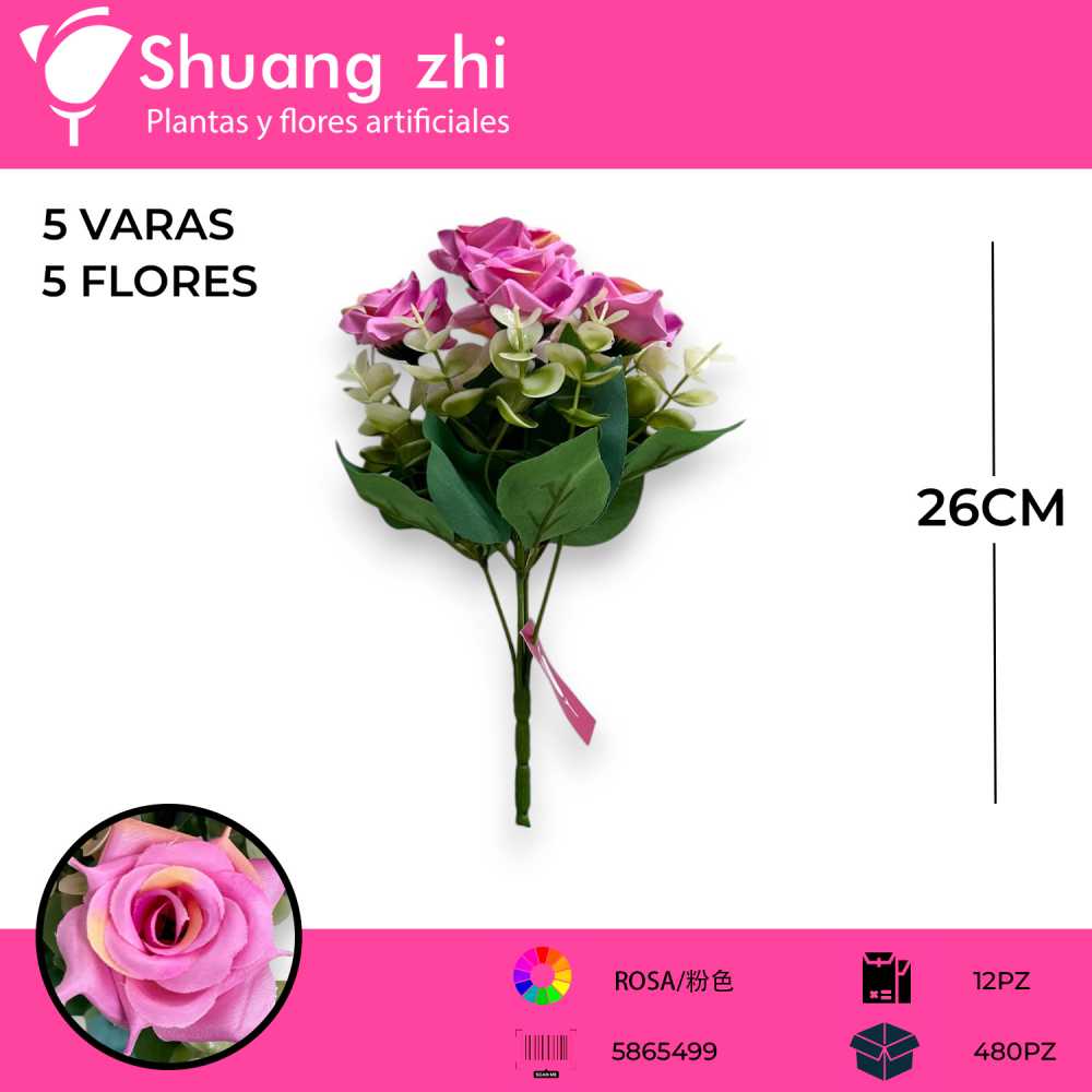 FLOR MINI ROSA ROSA OBSCURO 26CM