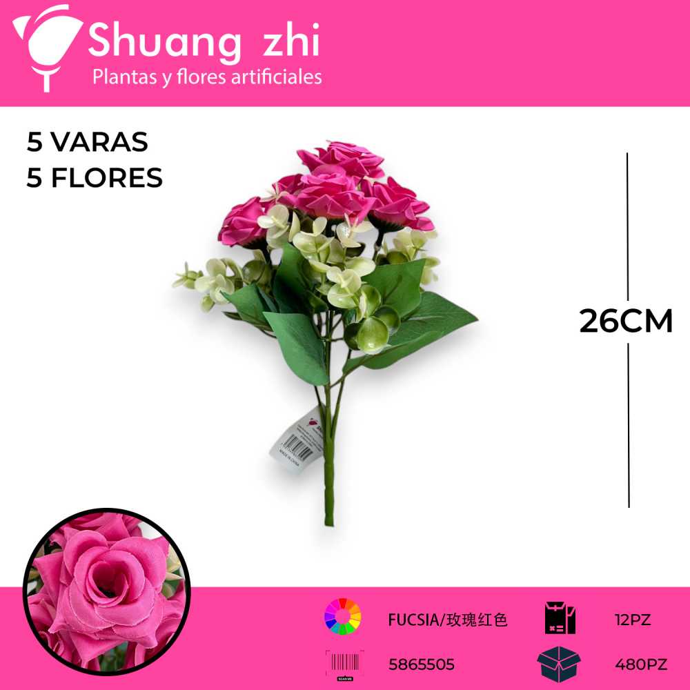 FLOR MINI FUCSIA 5 VARAS 26CM