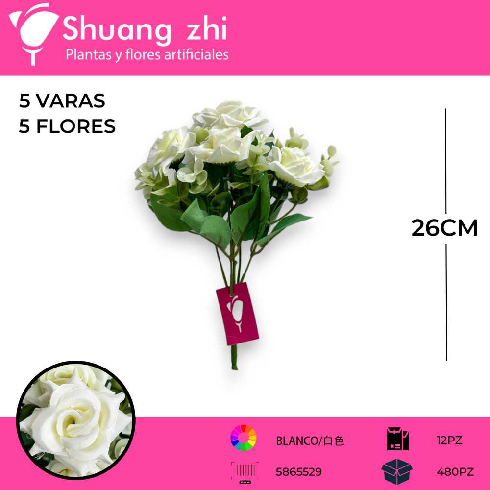 FLOR MINI BLANCO 5 VARAS 26CM