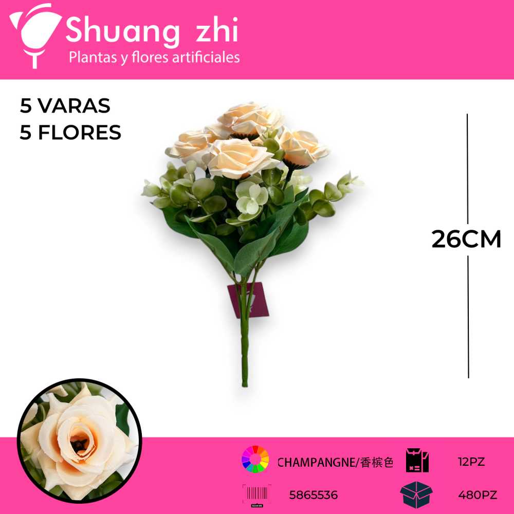 FLOR MINI CHAMPANGNE 5 VARAS 26CM